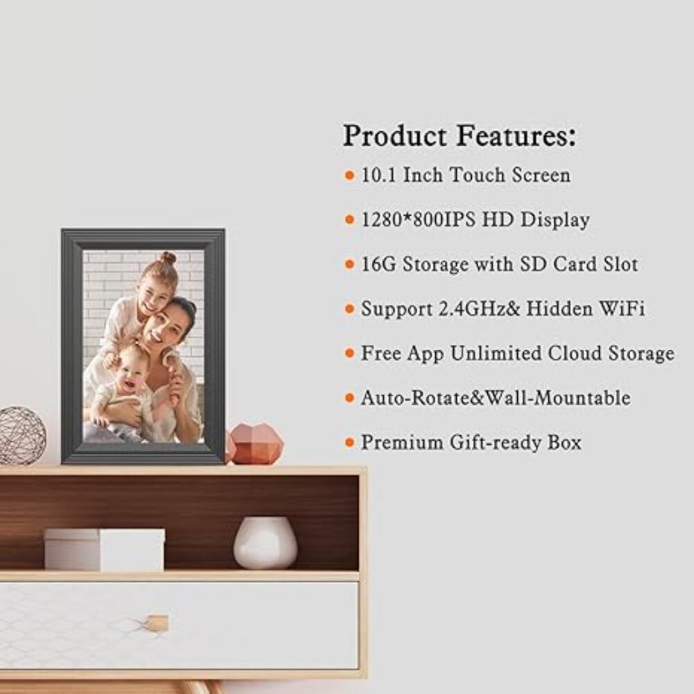 SAMMIX Digital Picture Frame WiFi Digital Photo Frame, 10.1 Inch - Picture 2 of 6